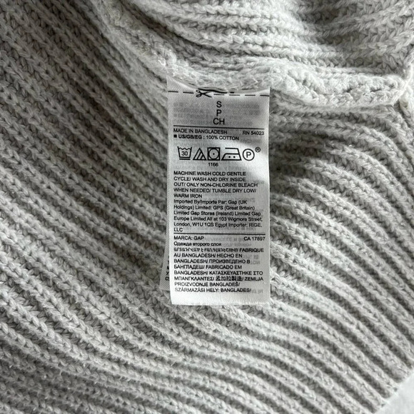 GAP Sweater Womens Sz Small Ribbed Hoodie Long Sleeve Pullover Cotton Ivory - Picture 8 of 11